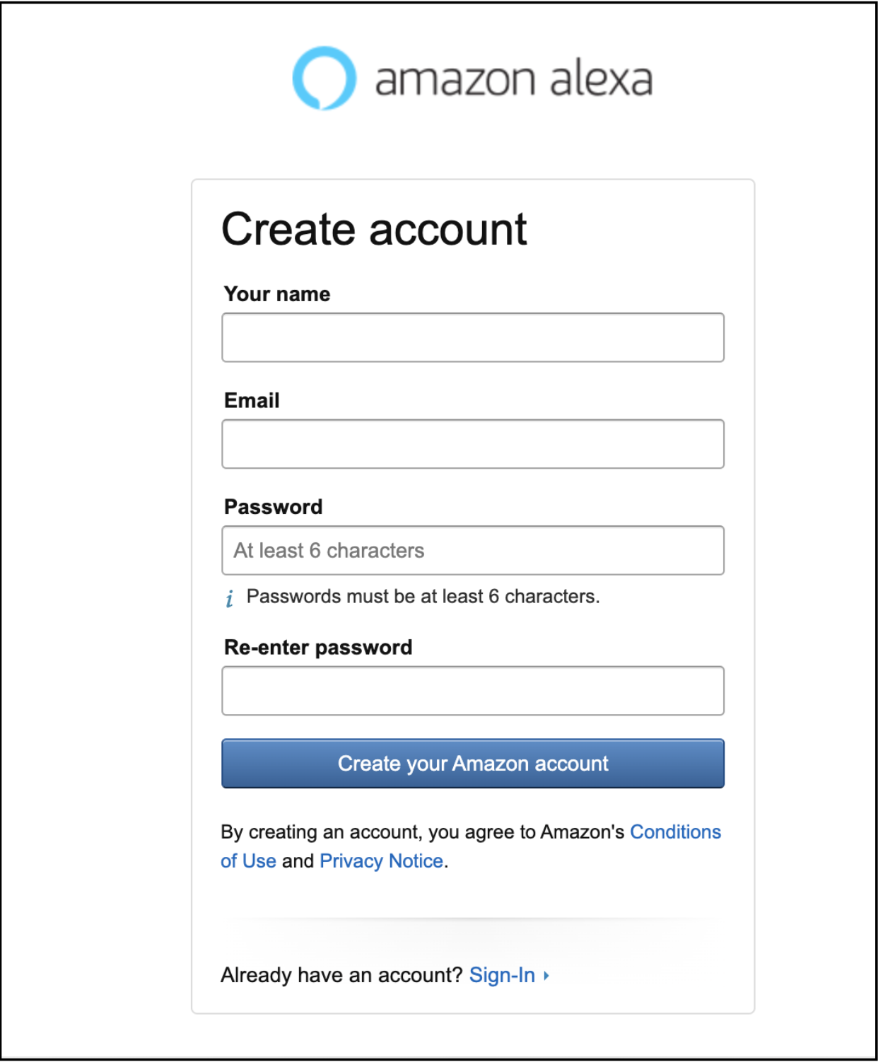 Alexa Developer Create Account