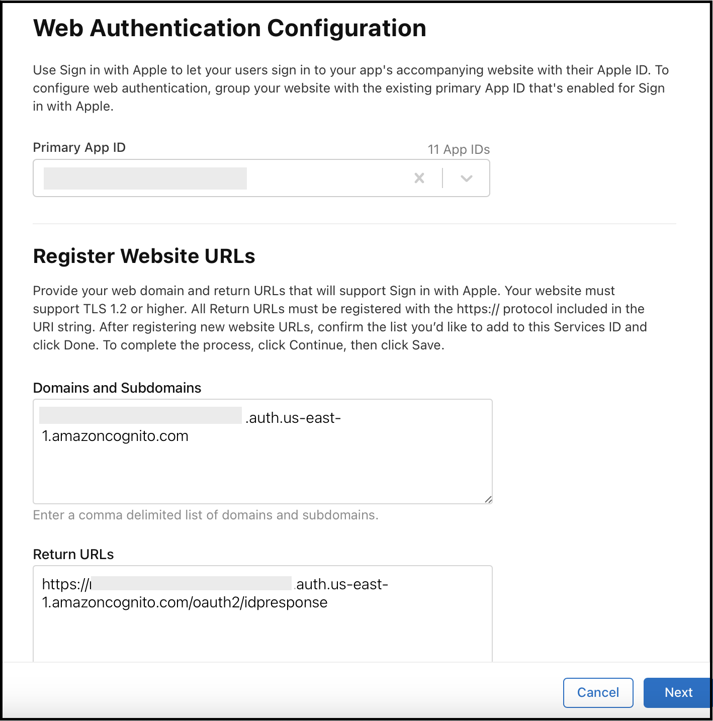 Apple Service ID Add URL