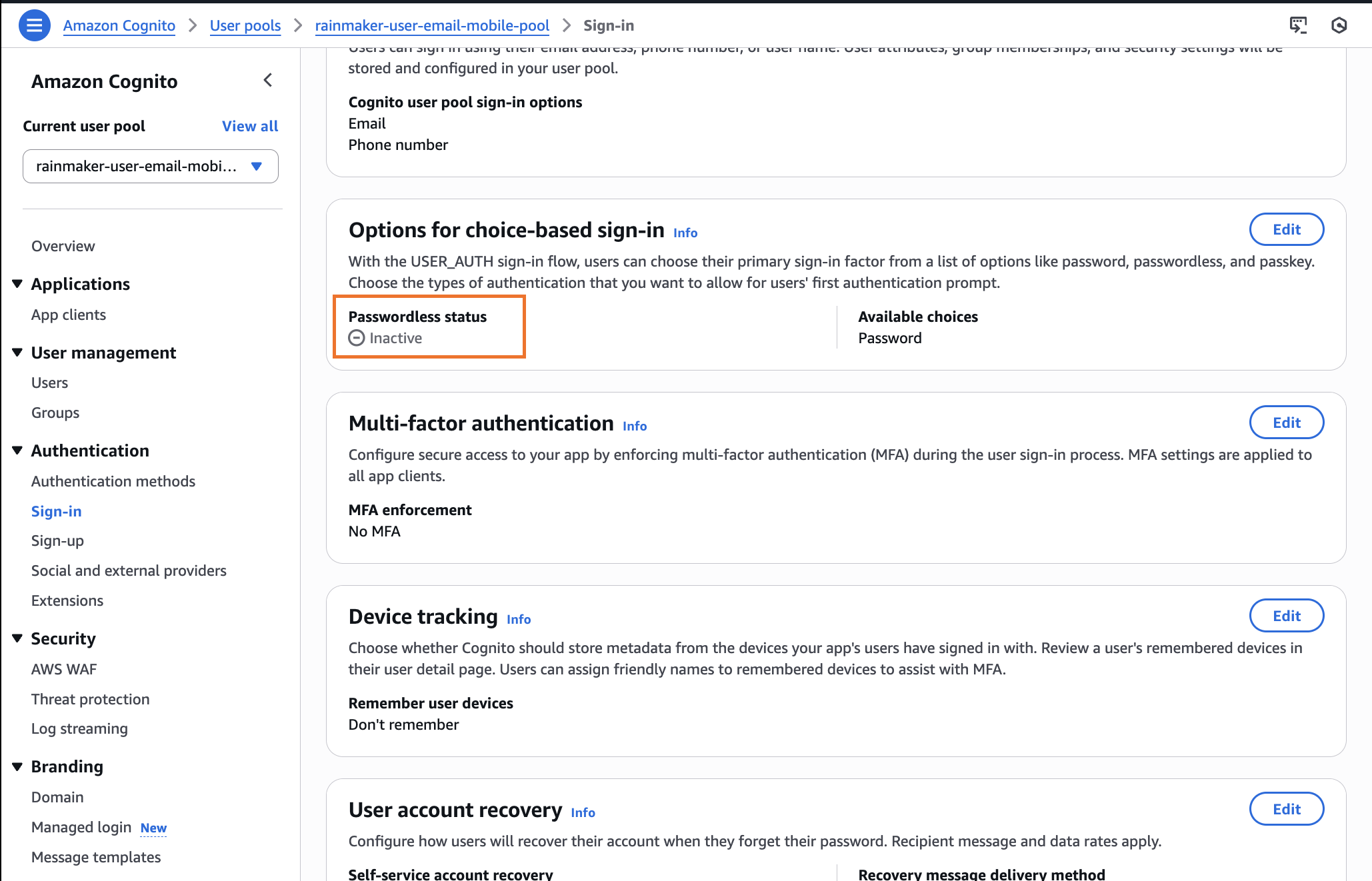 cognito-tier-disable-passwordless-sign-in