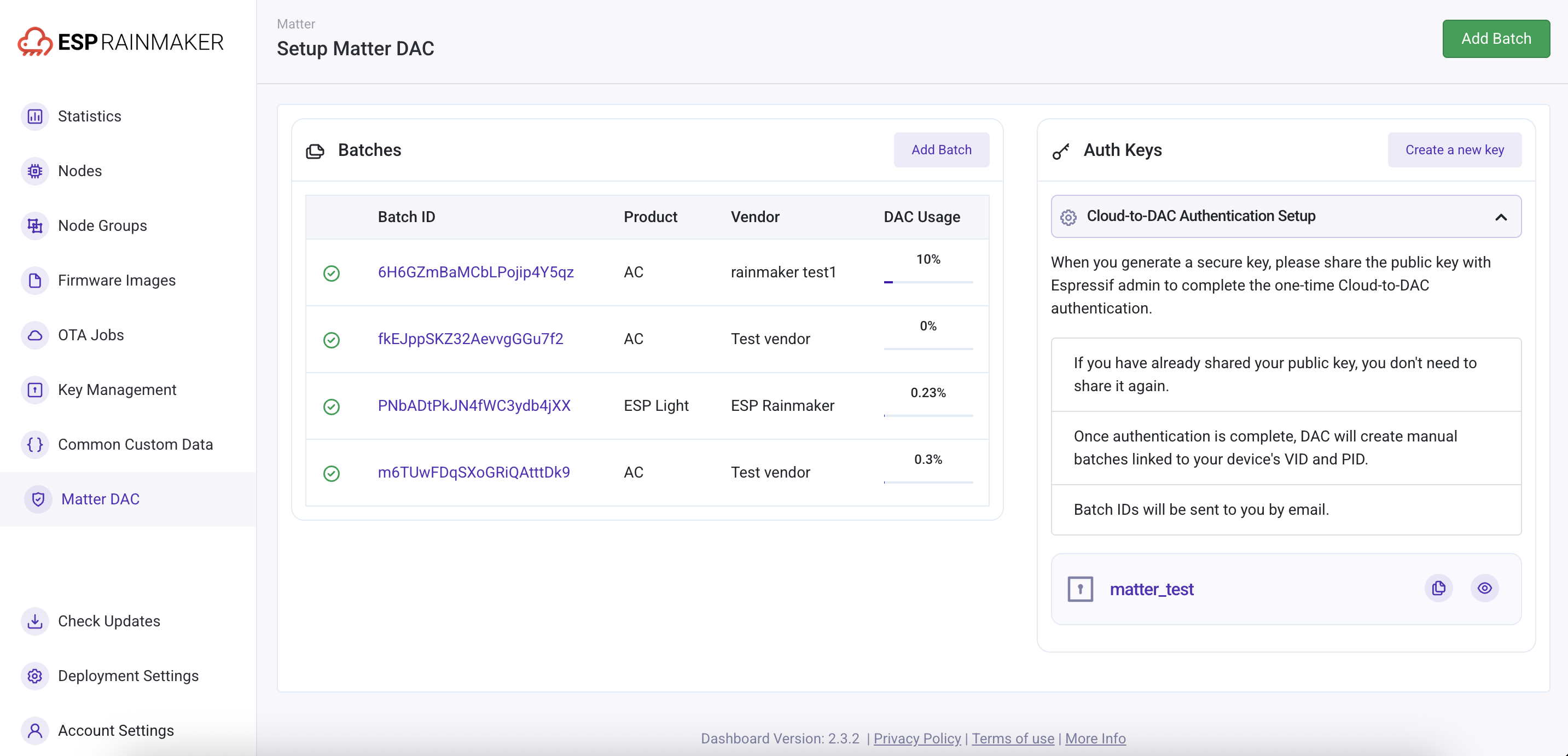 dashboard matter dac 1
