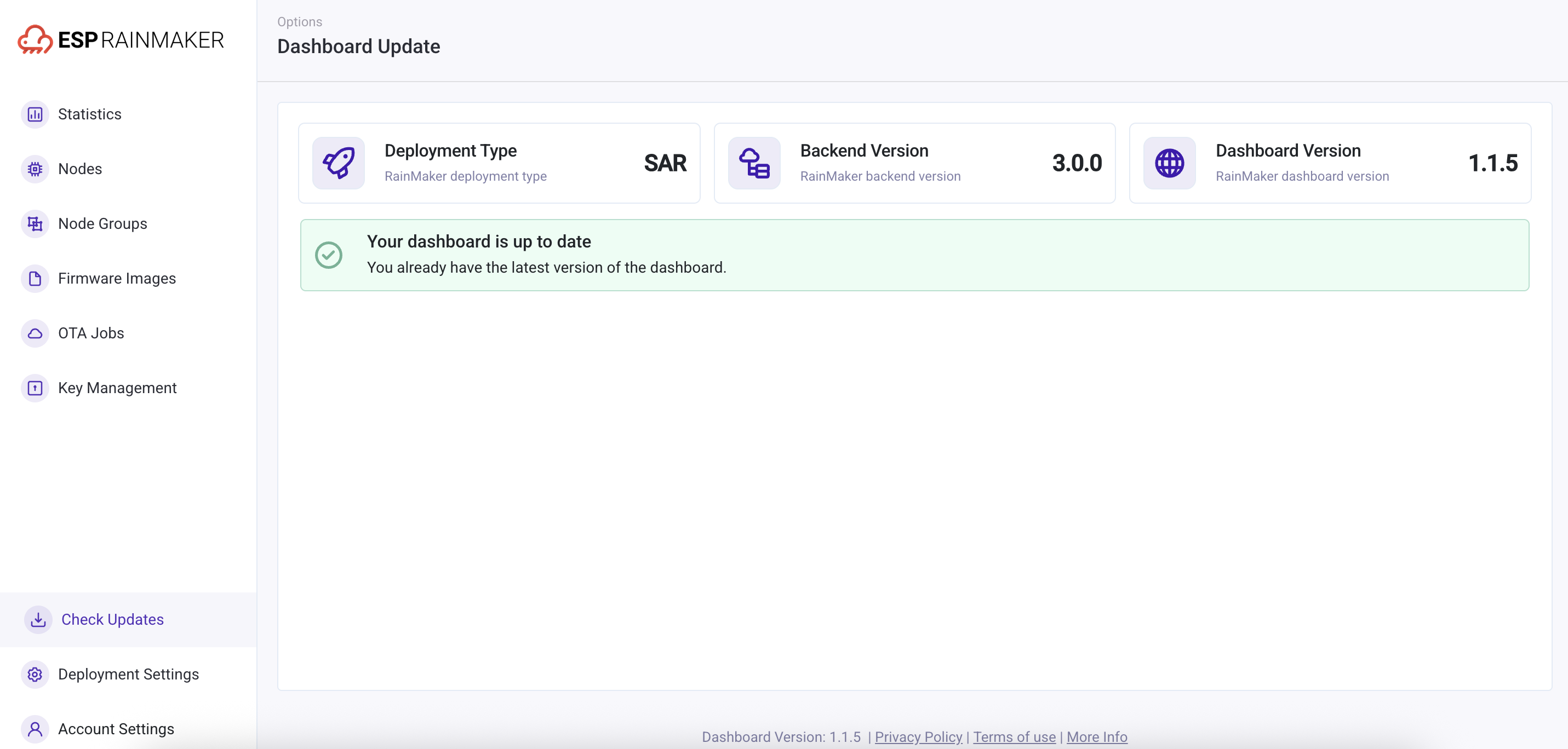 dashboard version uptodate