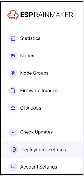 Dashboard Deployment Settings 