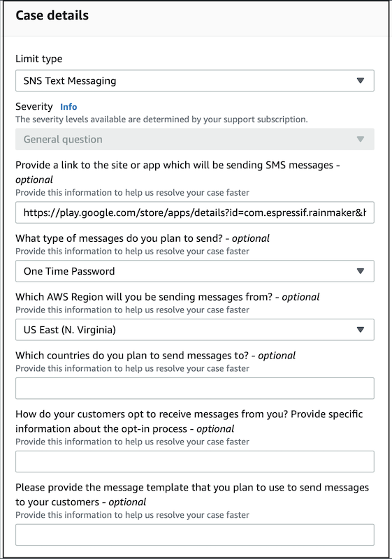 SNS Support Case Details