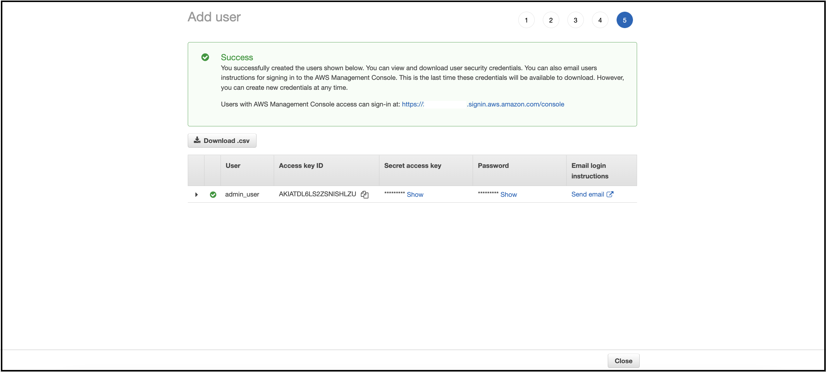IAM add user step 5