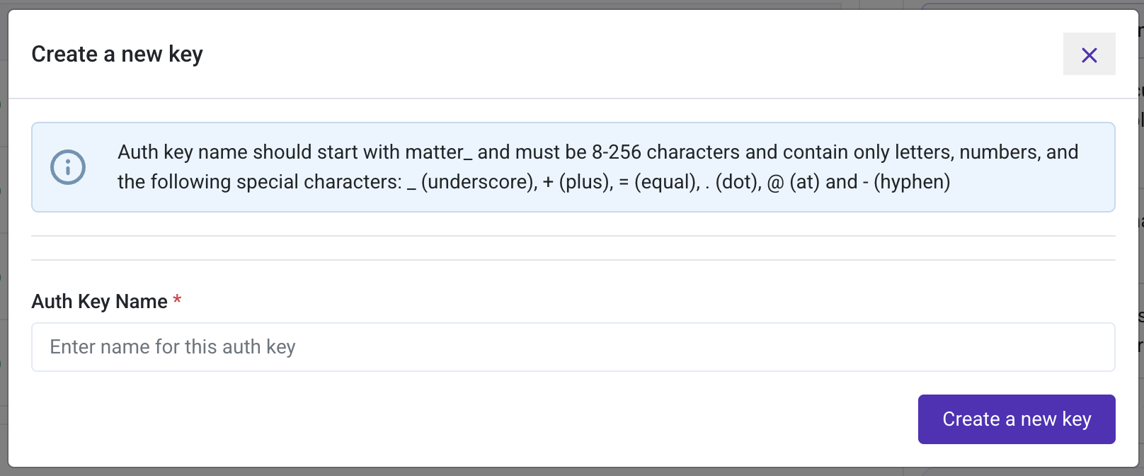 dashboard matter dac auth key create