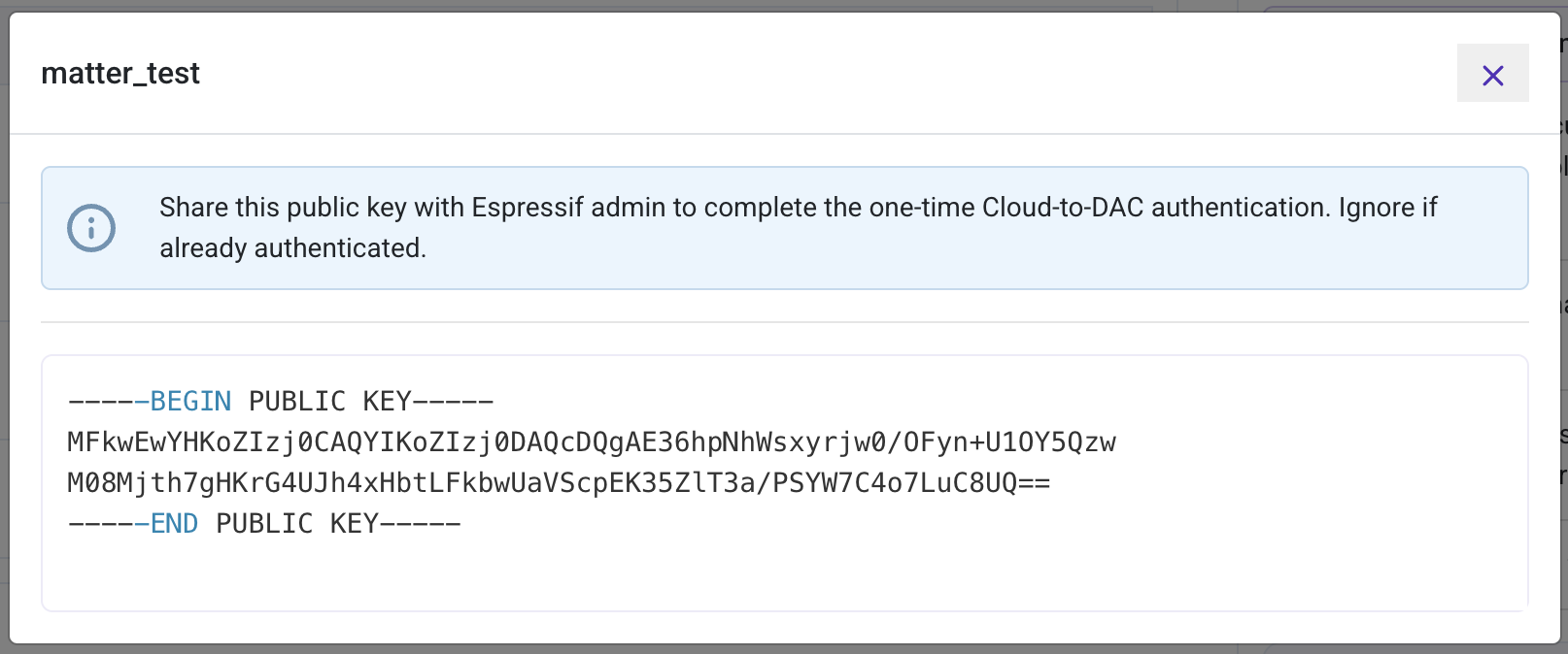 dashboard matter dac view auth keys detatils