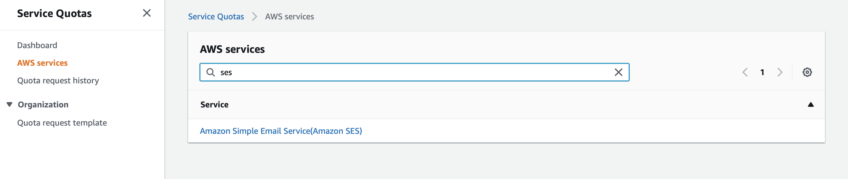 SES service Quota